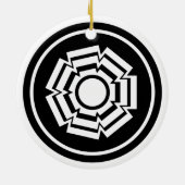 Floral Groove Ornament, zwart en wit Keramisch Ornament (Achterkant)