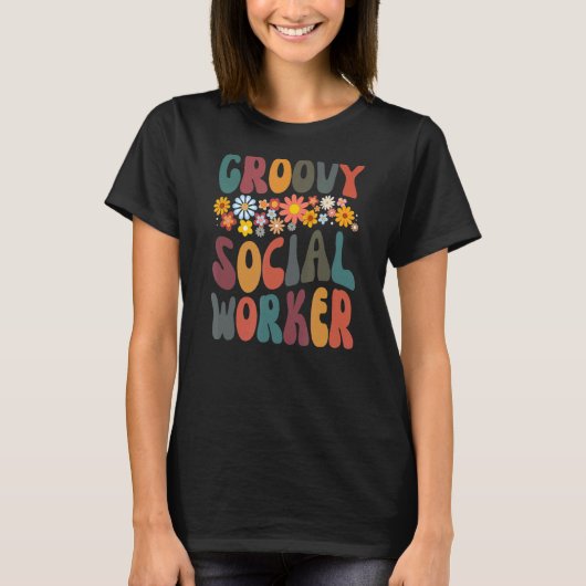 Floral Groovy maatschappelijk werker Happy First T-shirt (Voorkant)