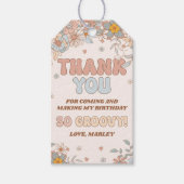 Floral Groovy Retro Birthday Dank je wel Cadeaulabel (Voorkant)