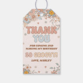 Floral Groovy Retro Birthday Dank je wel Cadeaulabel (Achterkant)