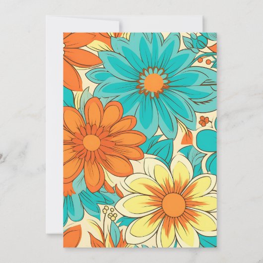 Floral Groovy Retro bruiloft Save The Date (Achterkant)