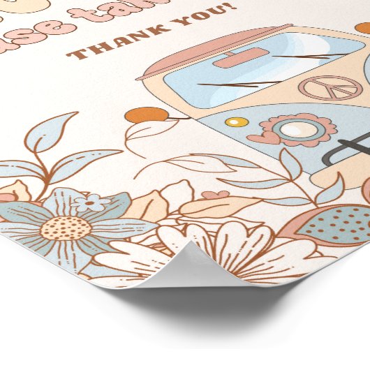 Floral Groovy Retro Hippie Party Favorieten Poster (Hoek)