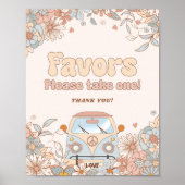 Floral Groovy Retro Hippie Party Favorieten Poster (Voorkant)