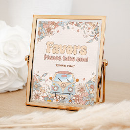 Floral Groovy Retro Hippie Party Favorieten Poster