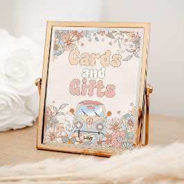 Floral Groovy Retro Hippie Shower Kaarten en gesch Poster