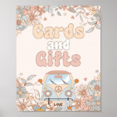 Floral Groovy Retro Hippie Shower Kaarten en gesch Poster (Voorkant)