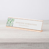 Floral Grrenery Classical Gepersonaliseerde Gepers Bureau Naambordje (Voorkant)