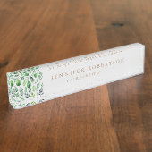 Floral Grrenery Classical Gepersonaliseerde Gepers Naambordje (Zijkant)