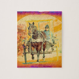 Floral Grunge Amish Horse and Buggy Legpuzzel