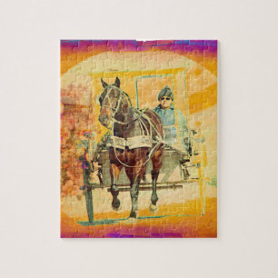 Floral Grunge Amish Horse and Buggy Legpuzzel