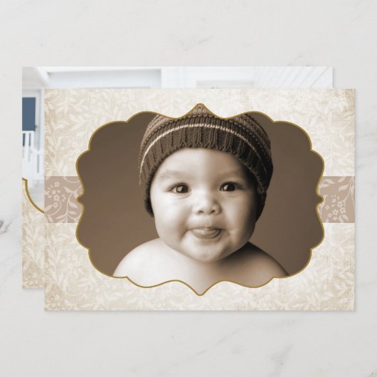 Floral Grunge Double Sided 2 Photo Holiday Kaart (Voorkant / Achterkant)