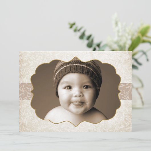 Floral Grunge Double Sided 2 Photo Holiday Kaart (Staand voorkant)