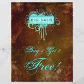 Floral Grunge Flyer Salon Spa Blue Brown (Voorkant)