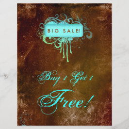 Floral Grunge Flyer Salon Spa Blue Brown