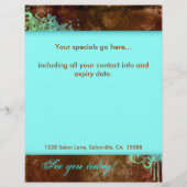 Floral Grunge Flyer Salon Spa Blue Brown (Achterkant)