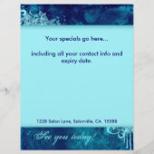 Floral Grunge Flyer Salon Spa Blue Denim (Achterkant)