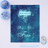 Floral Grunge Flyer Salon Spa Blue Denim (Enkel)