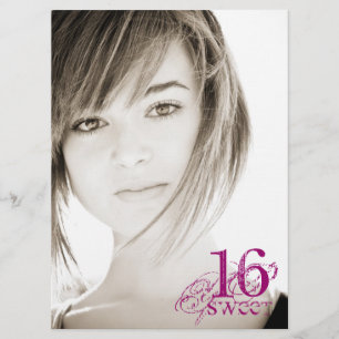 Floral Grunge - Foto Sweet 16 Uitnodiging