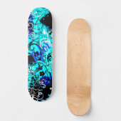 Floral Grunge in Black and Blue Dd Brand Persoonlijk Skateboard (Voorkant)