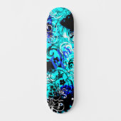 Floral Grunge in Black and Blue Dd Brand Persoonlijk Skateboard (Voorkant)