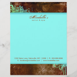 Floral Grunge Letterhead Stationery Blue Custom Briefhoofd