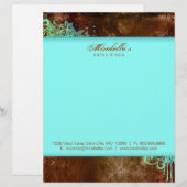 Floral Grunge Letterhead Stationery Blue Custom Briefhoofd (Voorkant / Achterkant)