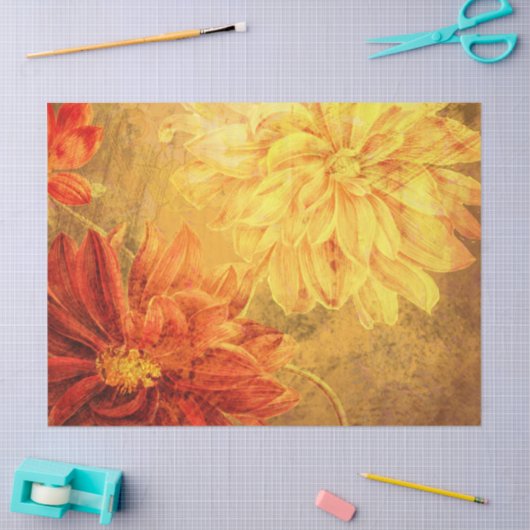 Floral Grunge Oranje debetpapier Tissuepapier (Craft)