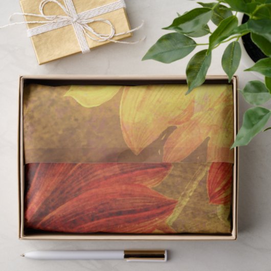 Floral Grunge Oranje debetpapier Tissuepapier (Geschenk)