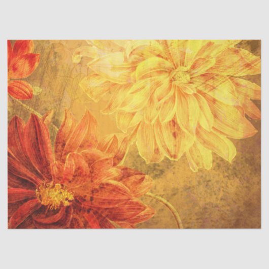 Floral Grunge Oranje debetpapier Tissuepapier (Voorkant)