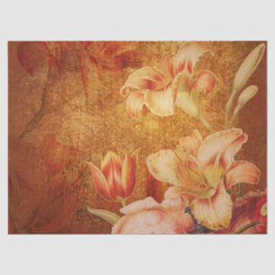 Floral Grunge Oranje Lilies ontkoppelen weefseltap Tissuepapier