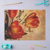 Floral Grunge Oranje Tulip debetpapier Tissuepapier (Craft)