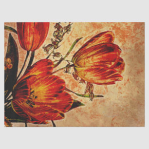 Floral Grunge Oranje Tulip debetpapier Tissuepapier