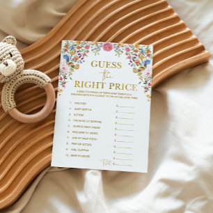 Floral Guess De Juiste Prijs Baby shower Game Kaar Kaart