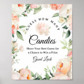 Floral Guess How Many Candies Game Sign Poster (Voorkant)