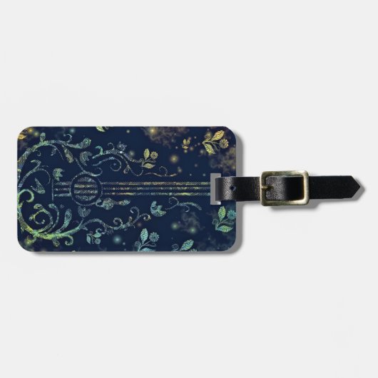 Floral Guitar Bagagelabel (Voorkant horizontaal)