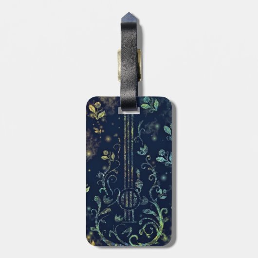 Floral Guitar Bagagelabel (Achterkant verticaal)