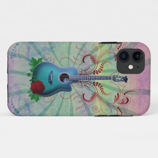 Floral Guitar Case-Mate iPhone Case (Achterkant (horizontaal))