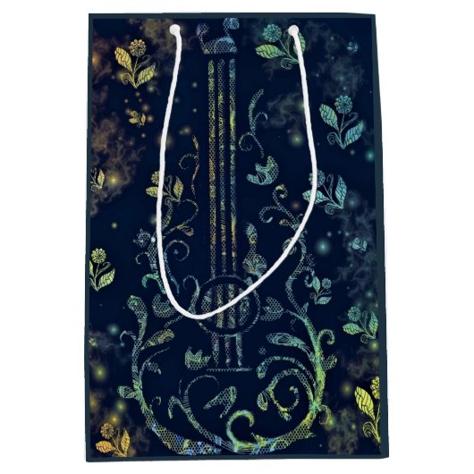 Floral Guitar Gift Bag Medium Cadeauzakje (Voorkant)