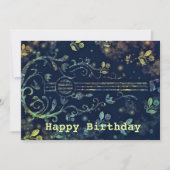 Floral Guitar Happy Birthday Kaart (Voorkant)