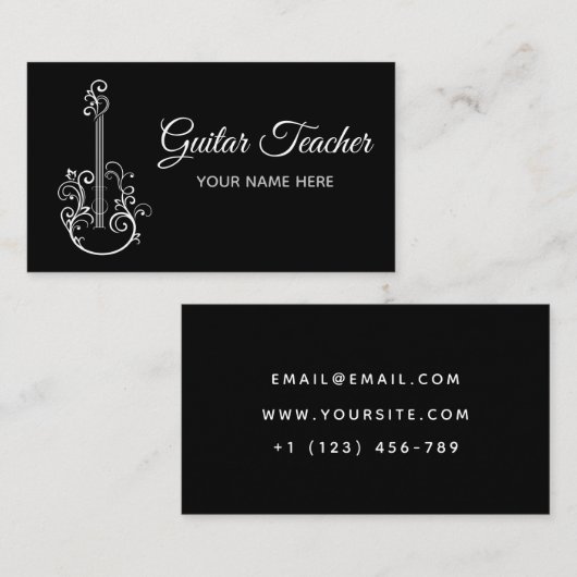 Floral Guitar Muziekinstrument Leraar Elegan Visitekaartje (Voorkant / Achterkant)