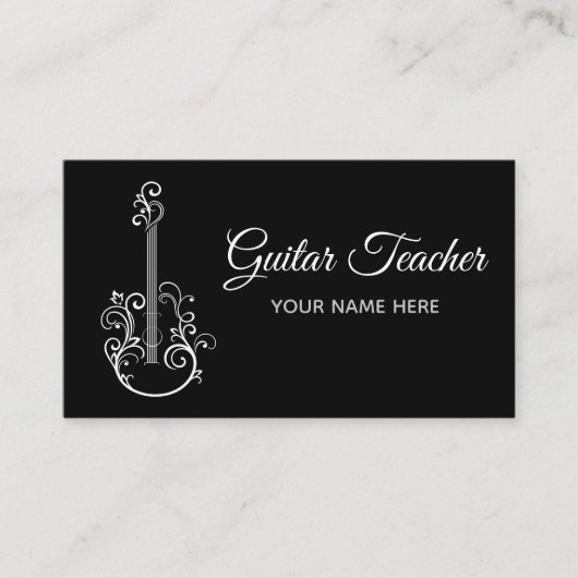 Floral Guitar Muziekinstrument Leraar Elegan Visitekaartje (Voorkant)