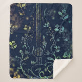 Floral Guitar Sherpa Blanket Sherpa Deken (Voorkant)