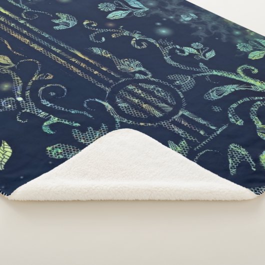 Floral Guitar Sherpa Blanket Sherpa Deken (3/4)