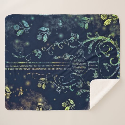 Floral Guitar Sherpa Blanket Sherpa Deken (Voorkant (horizontaal))