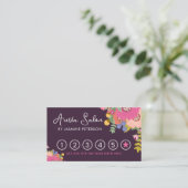 Floral Hair Salon Loyalty Punch Card Six (Staand voorkant)
