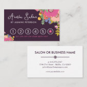 Floral Hair Salon Loyalty Punch Card Six (Voorkant / Achterkant)