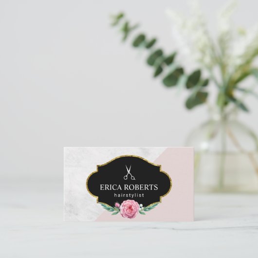  Floral Hair Stylist Beauty Salon Visitekaartje (Staand voorkant)