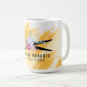 Floral Hair Stylist Gold Scissor & Beauty Salon Koffiemok (Voorkant rechts)