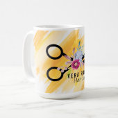 Floral Hair Stylist Gold Scissor & Beauty Salon Koffiemok (Voorkant links)