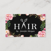 Floral Hair Stylist Logo Beauty Salon Afspraak Afsprakenkaartje (Voorkant)
